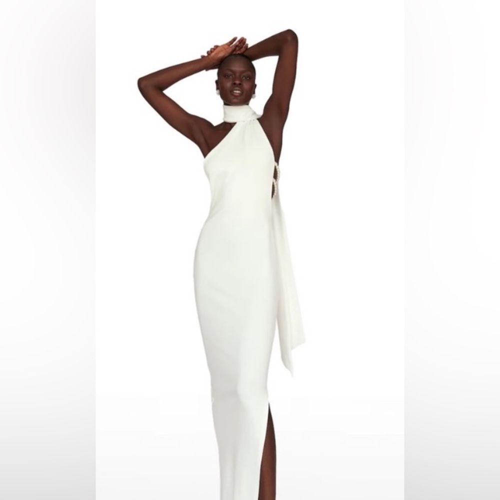 Khanum Elegant White Halter Dress